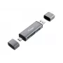 Equip kaartlezer met USB 3.0 hub, OTG, MicroSD (TransFlash), MicroSDHC, SD, SDHC, grijs, CE & RoHS, USB 3.2 Gen 1 (3.1 Gen 1) Type-A/Type-C, 202 mm, 12 mm