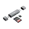 Equip kaartlezer met USB 3.0 hub, OTG, MicroSD (TransFlash), MicroSDHC, SD, SDHC, grijs, CE & RoHS, USB 3.2 Gen 1 (3.1 Gen 1) Type-A/Type-C, 202 mm, 12 mm
