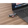 Equip kaartlezer met USB 3.0 hub, OTG, MicroSD (TransFlash), MicroSDHC, SD, SDHC, grijs, CE & RoHS, USB 3.2 Gen 1 (3.1 Gen 1) Type-A/Type-C, 202 mm, 12 mm