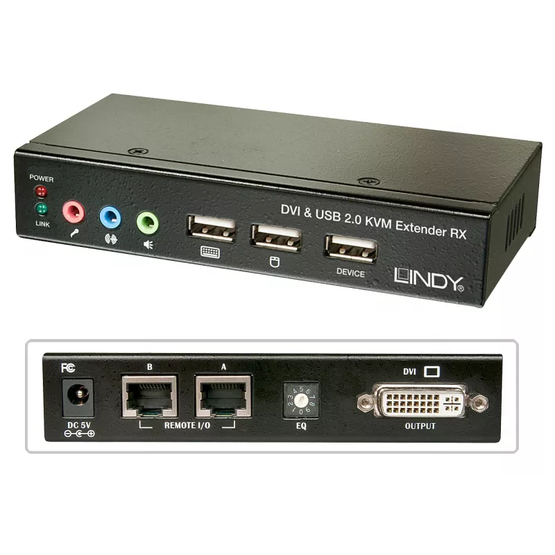 Lindy 39377 Cat.5 KVM Extender Classic, DVI, USB, tot 50 m