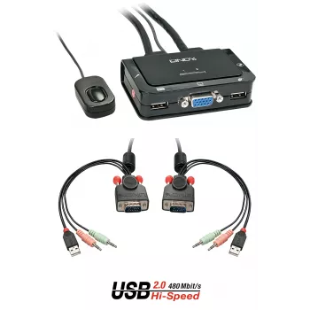 Lindy 2-poorts VGA, USB 2.0 & audio kabel KVM-switch