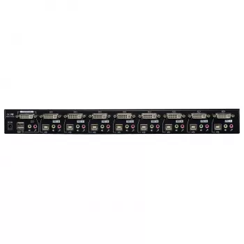 Lindy 8-poorts DVI-I Single Link, USB 2.0 en audio KVM-switch Pro