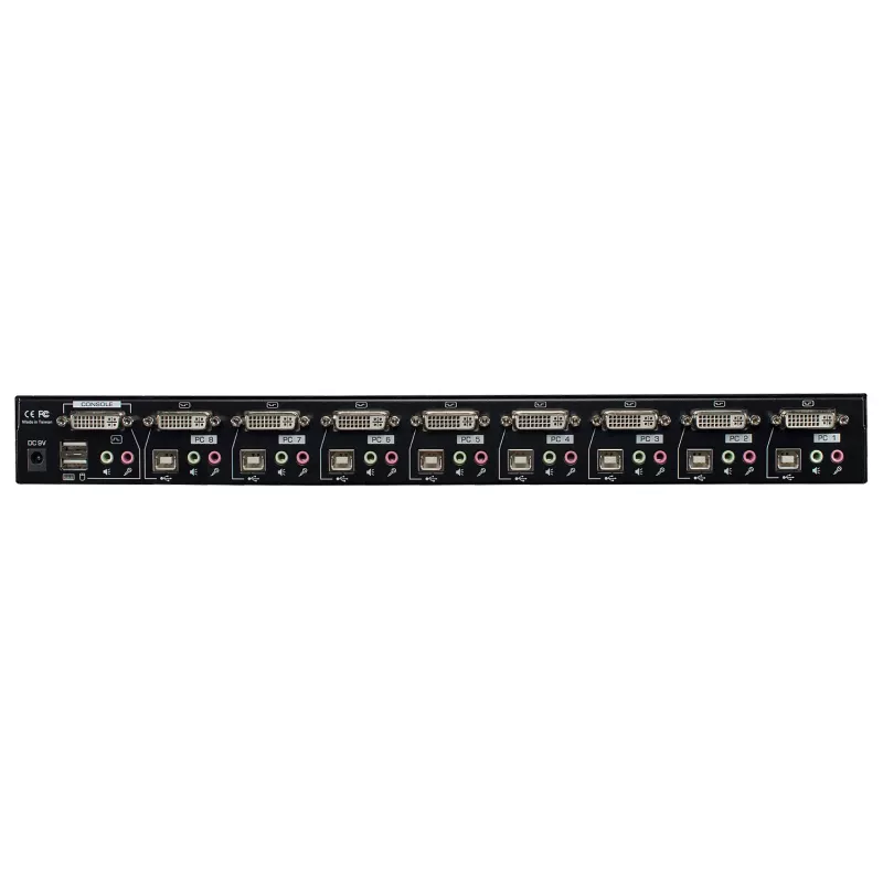 Lindy 8-poorts DVI-I Single Link, USB 2.0 en audio KVM-switch Pro