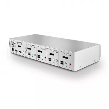 Lindy 4-poorts KVM-switch Pro USB 2.0, DisplayPort 1.2 met TTU