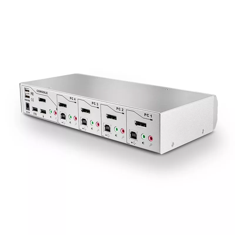 Lindy 4-poorts KVM-switch Pro USB 2.0, DisplayPort 1.2 met TTU