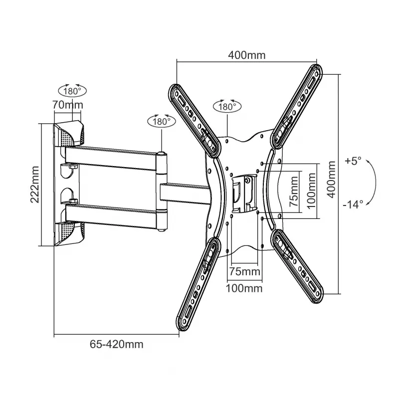 Equip 650407 23 inch-55 inch draaibare tv-wandbeugel