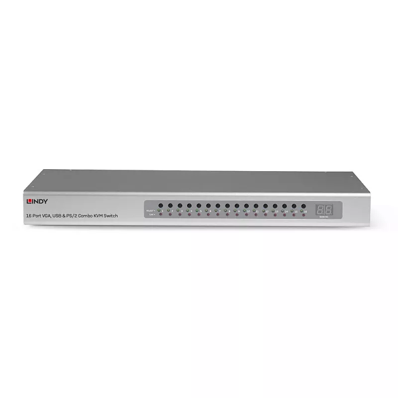 Lindy 16 poorts VGA en USB combo KVM-switch, rackmontage, zilver