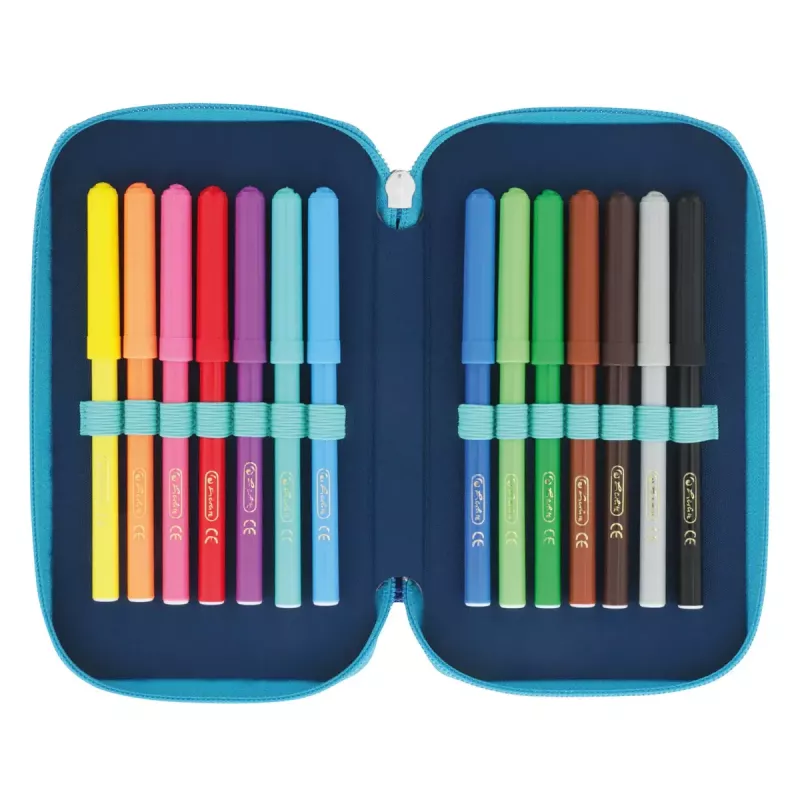 Herlitz TriCase Dip Dye 31-delig blauw turquoise polyester 190x115x70 mm