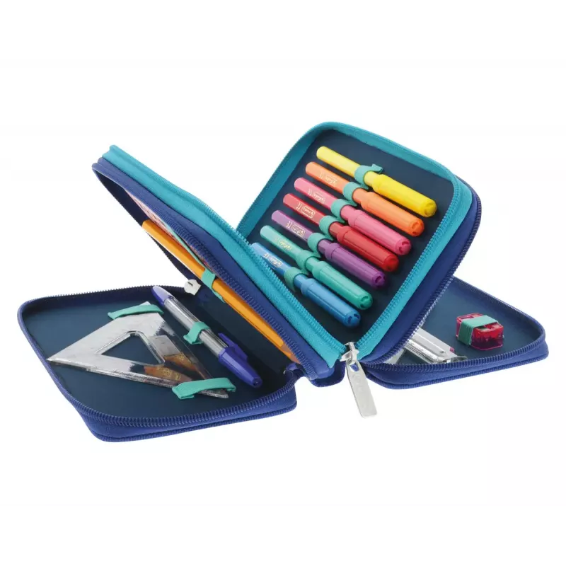 Herlitz TriCase Dip Dye 31-delig blauw turquoise polyester 190x115x70 mm