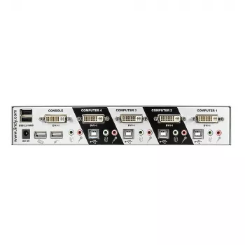 Lindy 4 poorts DVI-I Single Link KVM-switch Pro, 2048 x 1536 pixels, Full HD+, zilver