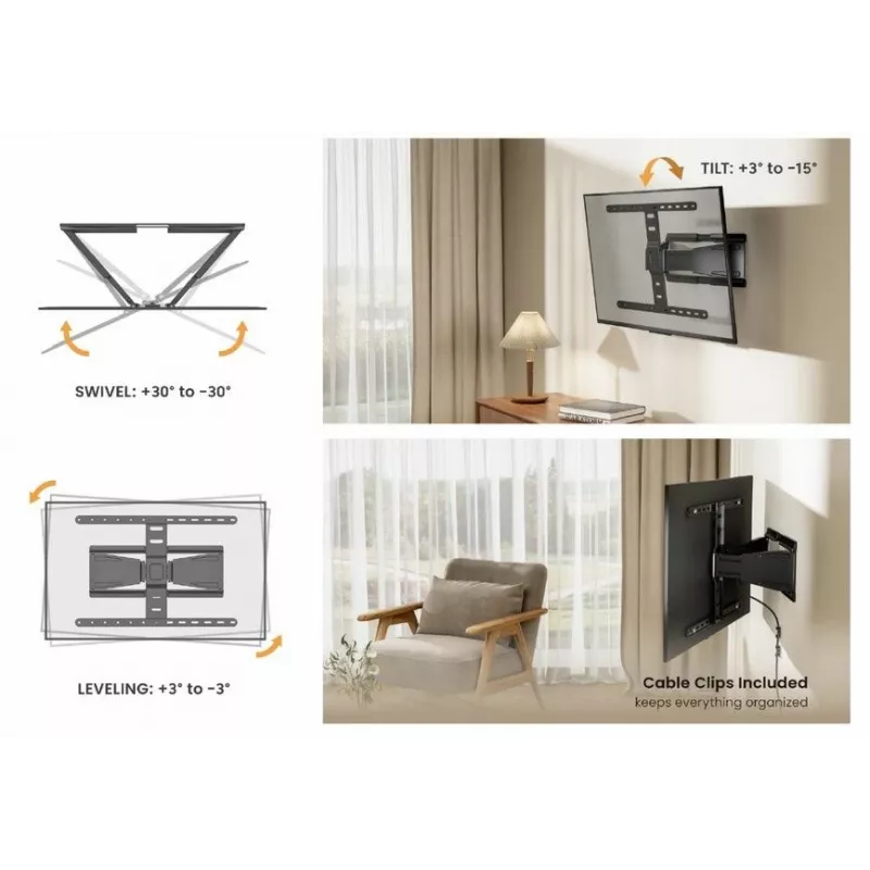 Equip 43-90 inch ultraplatte draaibare tv-muurbeugel