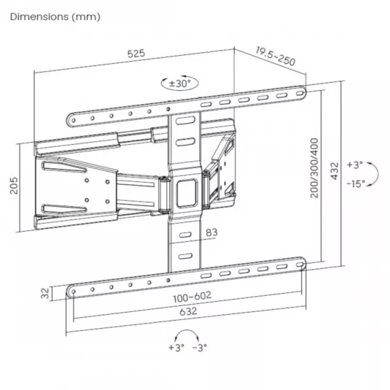 Equip 43-90 inch ultraplatte draaibare tv-muurbeugel