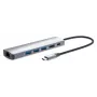 Manhattan USB-C dock/hub, aansluitingen (x6): Ethernet, HDMI, USB-A (x3) en USB-C, met Power Delivery (PD) 100W – vereist externe USB-C-oplader (niet meegeleverd). USB-gevoed (geen externe voeding nodig) wanneer PD niet wordt gebruikt