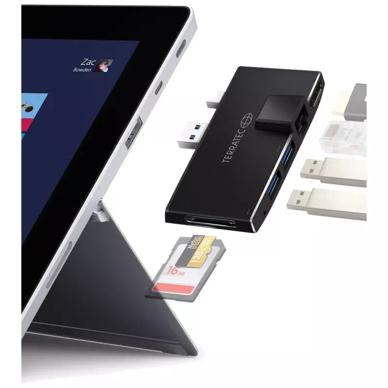 USB hub Terratec CONNECT Pro2 bekabeld USB 3.2 Gen 1 zwart