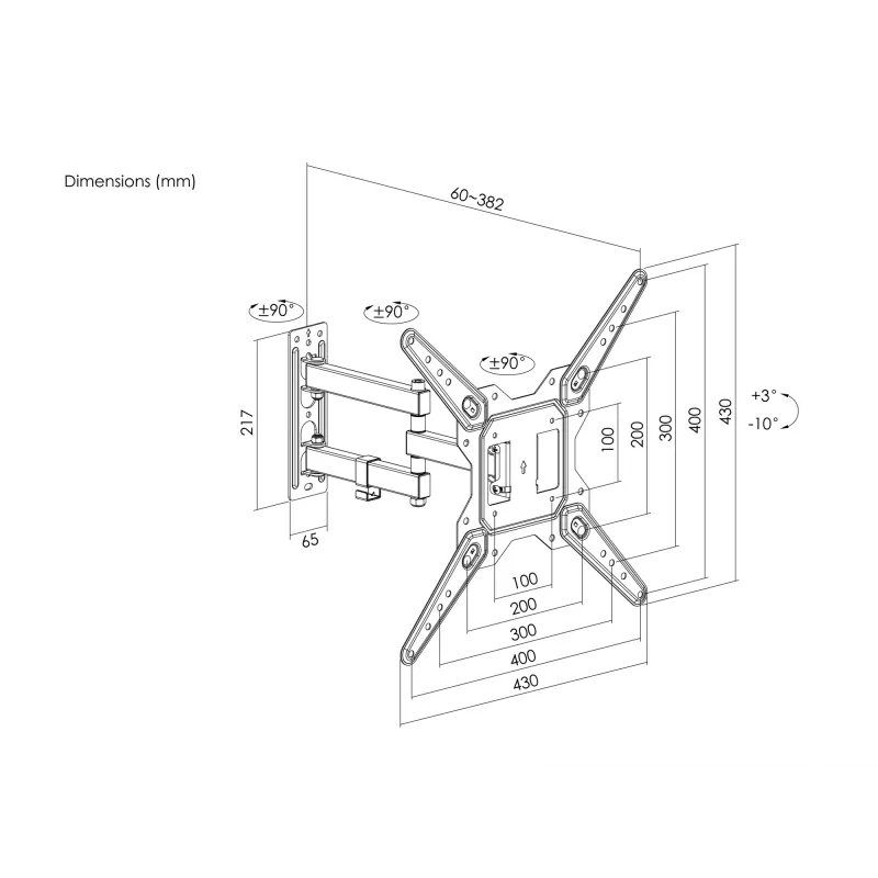 Equip 23 inch–55 inch volledig beweegbare tv-muurbeugel