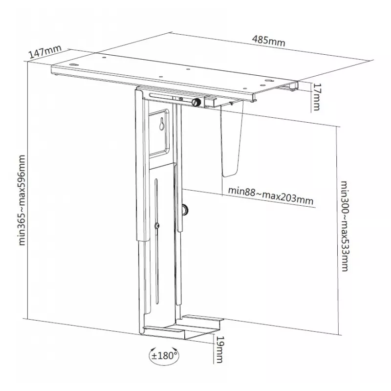 CPU-houder onder het bureau Equip 650892