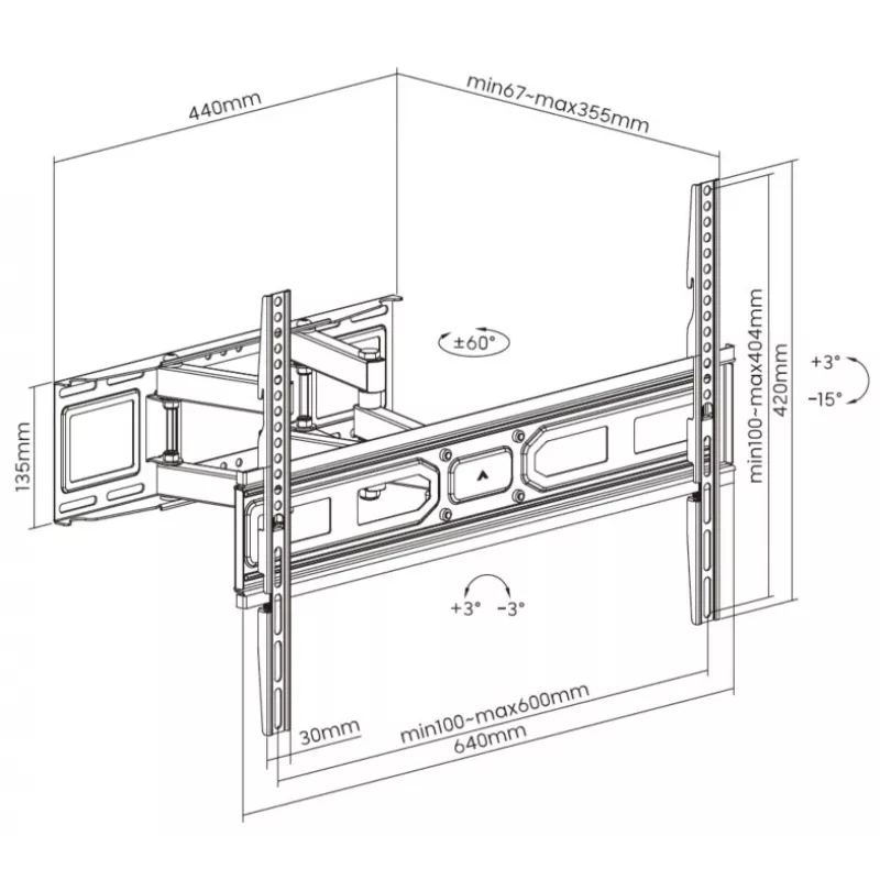Equip 37 inch-80 inch volledig beweegbare tv-muurbeugel