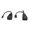 Lindy 100m USB 2.0 Type-C Cat.6-extender, netwerkzender & -ontvanger, 100 m, 480 Mbit/s, Cat5e, Cat6, CH317Q, CH9317, RTL8211E, zwart