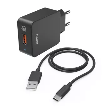 Hama 00201625 mobiele oplader voor mobiele telefoon, smartphone, tablet zwart binnen AC snelladen