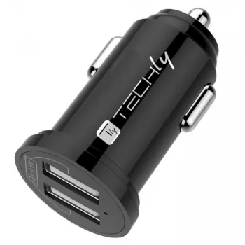 Techly mini-autolader 2 USB-A-aansluitingen 12W / 2.4A zwart