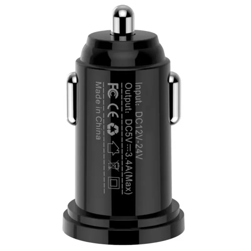 Techly mini-autolader 2 USB-A-aansluitingen 12W / 2.4A zwart