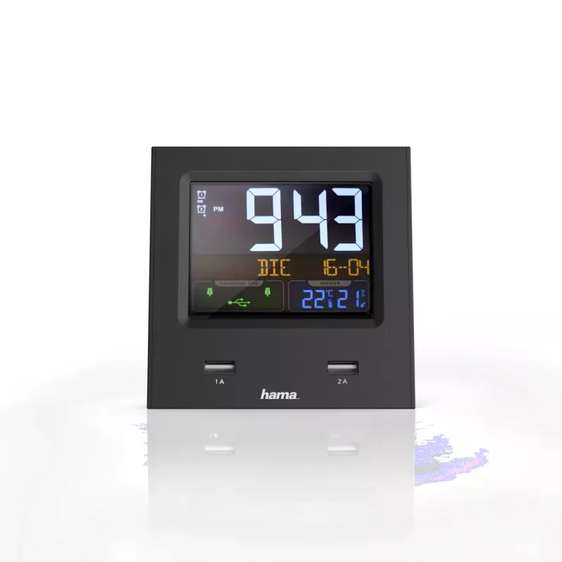Hama Dual-USB digitale wekker zwart