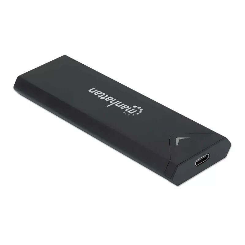Manhattan M.2 NVMe SSD-behuizing, USB-C-bus, 10 Gbit/s (USB 3.2 Gen2 alias USB 3.1), UASP-compatibel, SuperSpeed+ USB, aluminium, zwart, drie jaar garantie