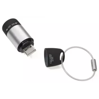 TROIKA ECO CHARGE sleutelhanger-zaklamp zwart grijs LED USB