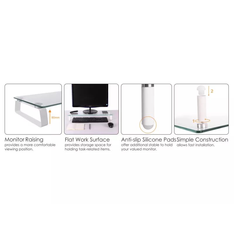 Glazen desktop-monitorstandaard Equip 650882