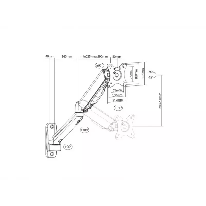 Equip 17 inch–32 inch enkelmonitor wandsteun, armlengte: 564 mm