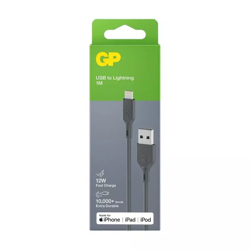 Kabel GP Batteries CL1N 1m Lightning naar USB A 12W 2,4A