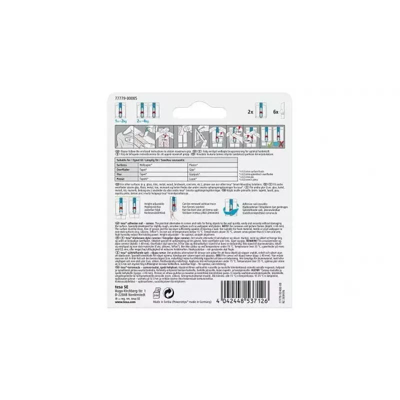 Utiliteitshaak TESA 77779 indoor blauw wit 2 stuks