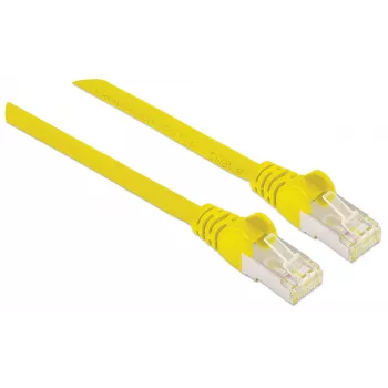 Intellinet netwerk-patchkabel, Cat6A, 3m, geel, koper, S/FTP, LSOH / LSZH, PVC, RJ45, vergulde contacten, rastnasenschutz, aangegoten knikbescherming, levenslange garantie