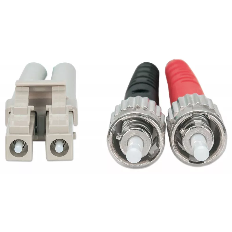 Intellinet glasvezel-patchkabel, OM3, ST/LC, 2 m, aqua, duplex, multimode, 50/125 µm, LSZH, glasvezel, levenslange garantie