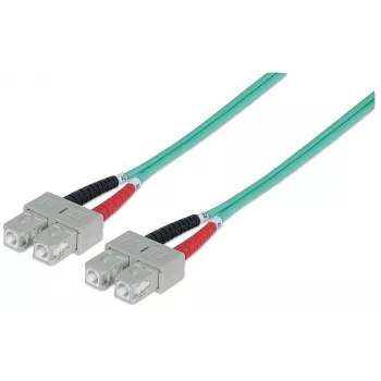 Intellinet glasvezel-patchkabel, OM3, SC/SC, 2 m, aqua, duplex, multimode, 50/125 µm, LSZH, glasvezel, levenslange garantie