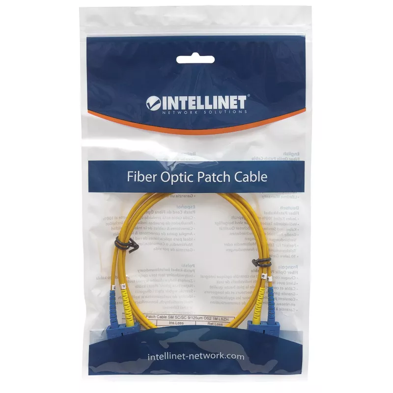 Intellinet glasvezel-patchkabel, OS2, SC/SC, 5 m, geel, duplex, singlemode, 9/125 µm, LSZH, glasvezel, levenslange garantie