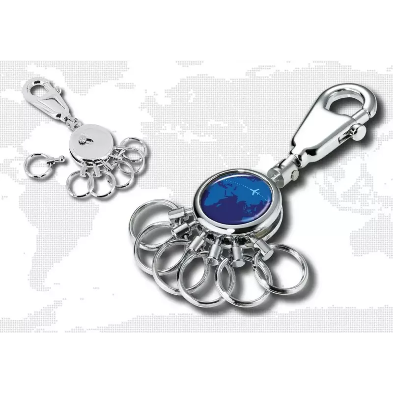 Sleutelring TROIKA AROUND THE WORLD Blauw Zilver Metaal 25x90x9mm