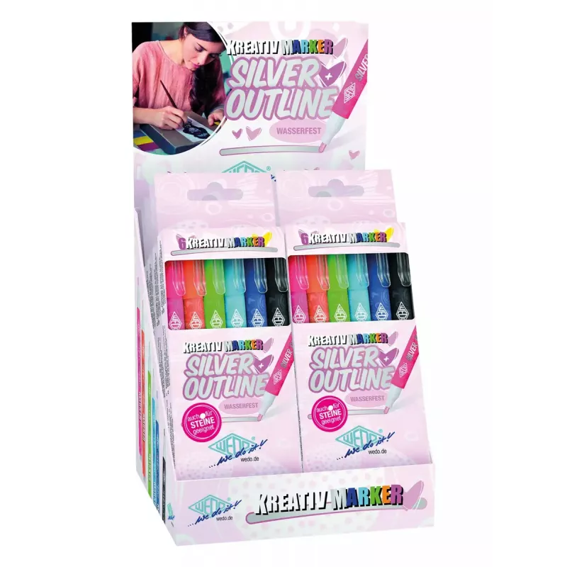 Wedo Silver Outline Marker 6 stuks oranje