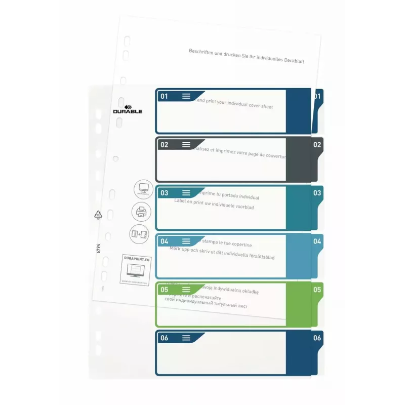 Blanco tabregister Durable 679427 polypropyleen meerkleurig 30,5x24,5 cm