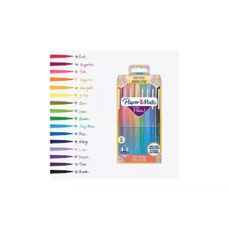 Filzstift Medium Papermate Flair meerkleurig 16 stuks