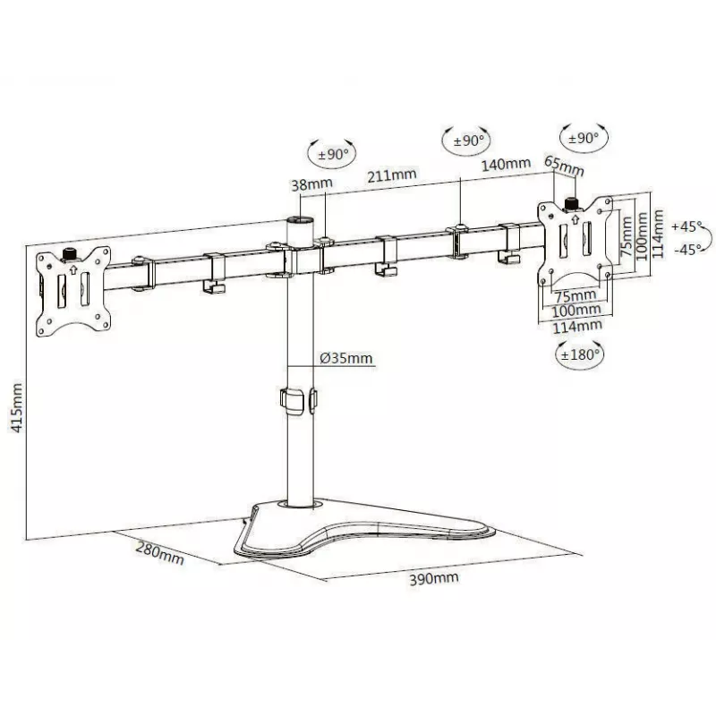 Equip 17 inch-32 inch economy dual-monitor tafelvoet