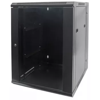 Intellinet 19-inch netwerkkast – wandmontage (tweedelig opklapbaar uitzwenkframe), 15HE, 550 mm diep, zwart, gemonteerd, max. 30 kg, zwenkt uit voor toegang tot de achterzijde bij wandmontage, 19 inch, bruikbare diepte 425 mm, onderdelen voor wandmontage niet meegeleverd