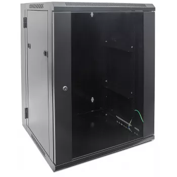 Intellinet 19-inch netwerkkast – wandmontage (tweedelig opklapbaar uitzwenkframe), 15HE, 550 mm diep, zwart, gemonteerd, max. 30 kg, zwenkt uit voor toegang tot de achterzijde bij wandmontage, 19 inch, bruikbare diepte 425 mm, onderdelen voor wandmontage niet meegeleverd