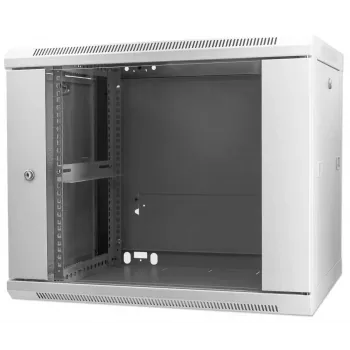 Intellinet 19-inch netwerkkast – wandmontage (standaard), 9U, 600 mm diep, grijs, gemonteerd, max. 60 kg, ook geschikt voor tafel- of bodemopstelling, bruikbare diepte 500 mm, metalen en glazen deur, achterwand, afneembare zijwanden, onderdelen voor wandmontage (bijv. schroeven/pluggen) niet inbegrepen