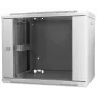 Intellinet 19-inch netwerkkast – wandmontage (standaard), 9U, 600 mm diep, grijs, gemonteerd, max. 60 kg, ook geschikt voor tafel- of bodemopstelling, bruikbare diepte 500 mm, metalen en glazen deur, achterwand, afneembare zijwanden, onderdelen voor wandmontage (bijv. schroeven/pluggen) niet inbegrepen