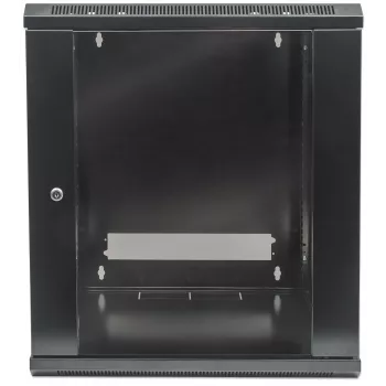 Intellinet 19-inch netwerkkast – wandmontage (standaard), 9HE, 600 mm diep, zwart, gedemonteerd, max. 60 kg, ook geschikt voor tafel- of bodemopstelling, bruikbare diepte 410 mm, metalen en glazen deur, achterwand, afneembare zijwanden, onderdelen voor wandmontage (bijv. schroeven/pluggen) niet meegeleverd