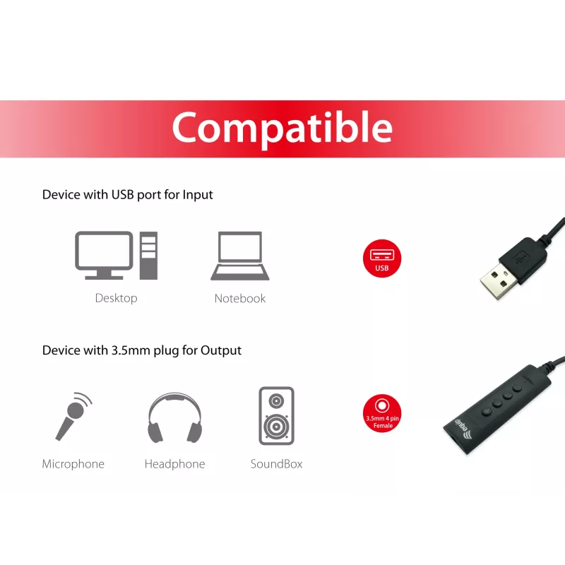 Stuuradapter Equip USB-audiokabel-adapter 245321