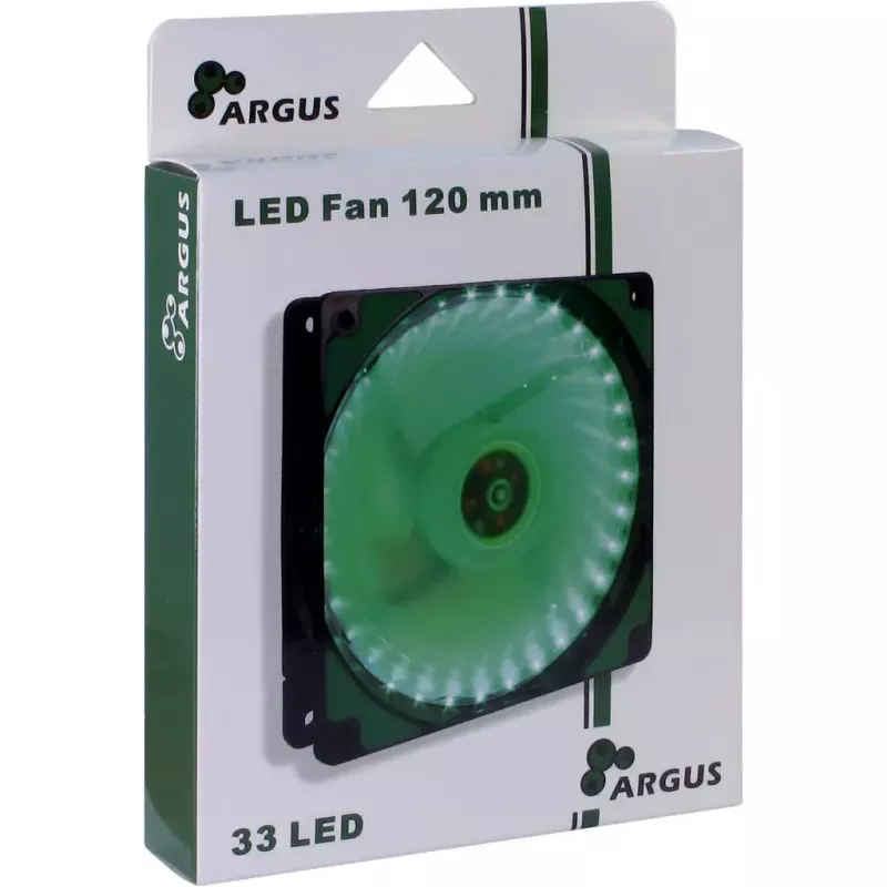 Ventilator Inter-Tech L-12025 computerbehuizingventilator 12 cm zwart groen