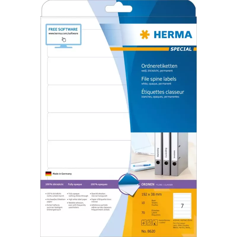 Rug-etiketten HERMA A4 192 x 38 mm 70 stuks