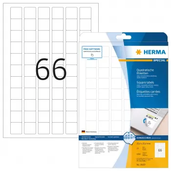 Zelfklevende etiketten HERMA Removable A4 25,4x25,4 mm 1650 stuks